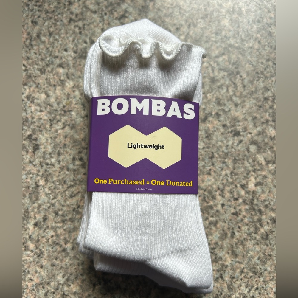 Bombas Lightweight White Ruffle Socks